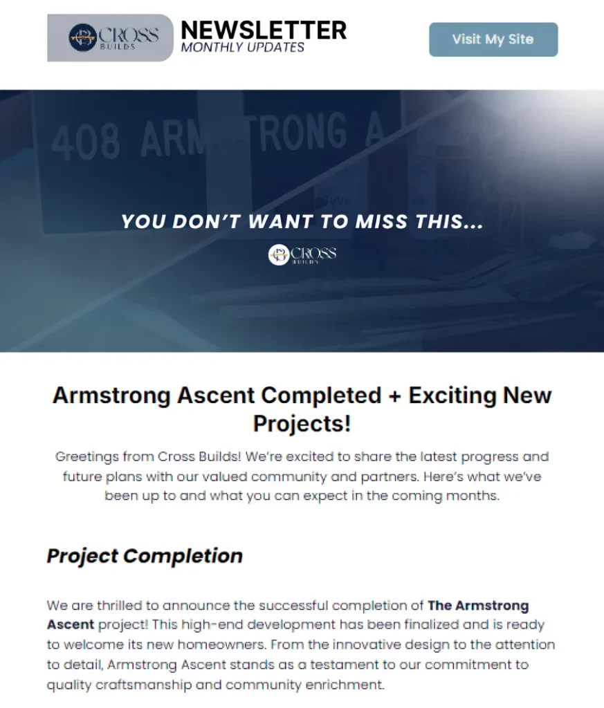 Armstrong Ascent completed: High-end development ready for homeowners, new projects ahead.
